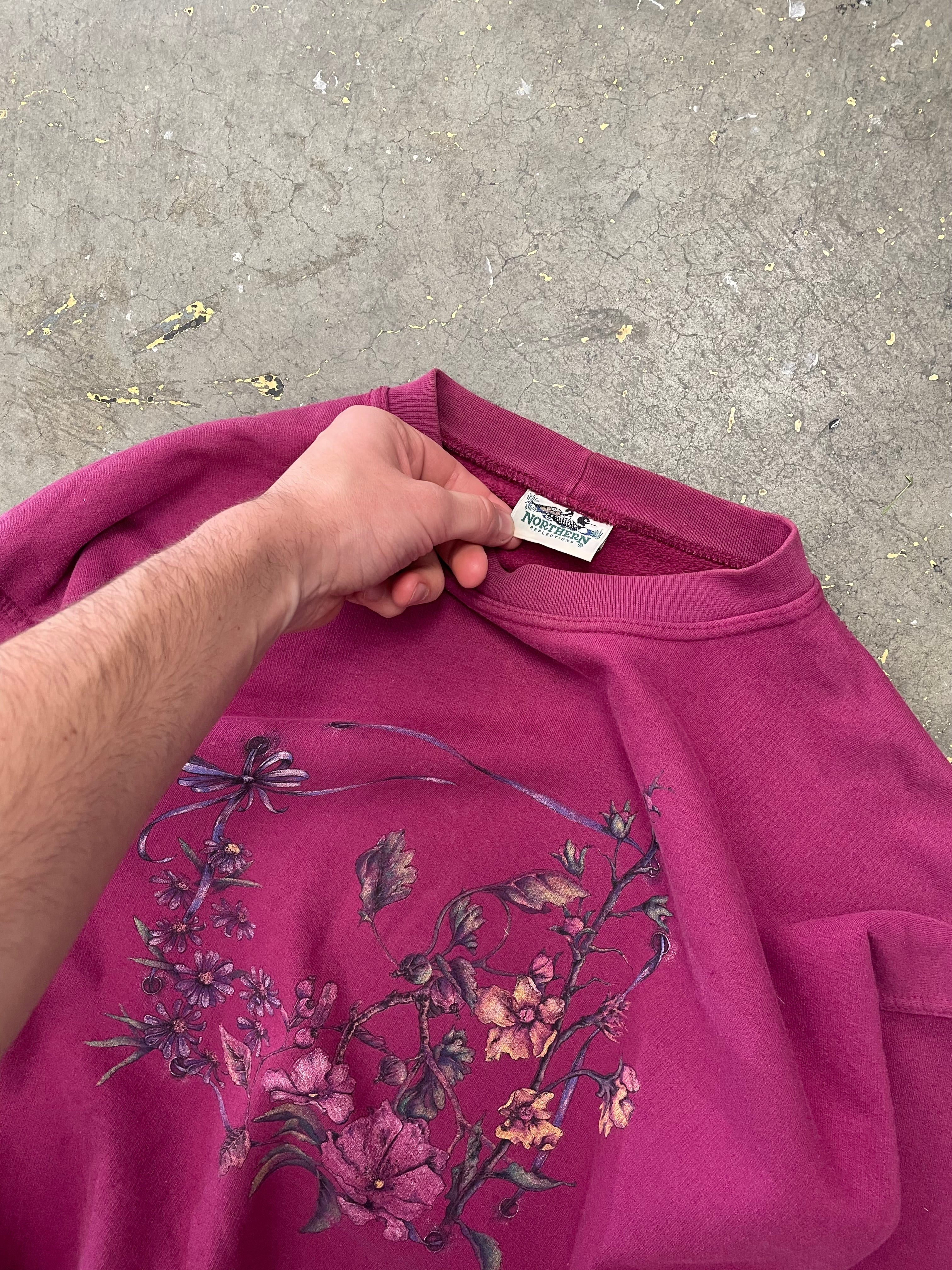 90s flower graphic crew